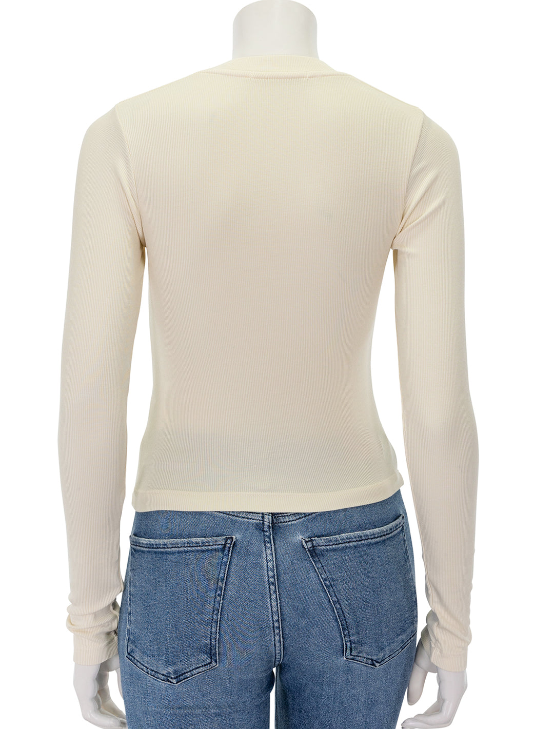 Back view of Stateside's fine rib cropped tee in cream.