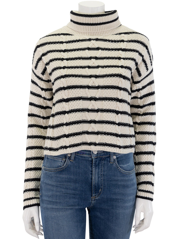 striped cable cropped turtleneck