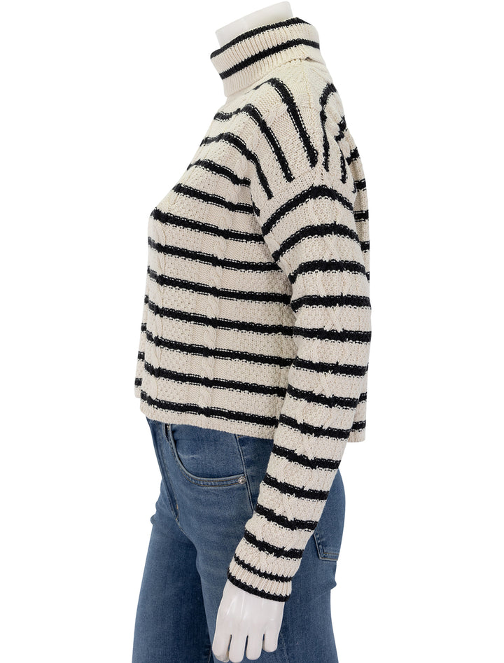 striped cable cropped turtleneck