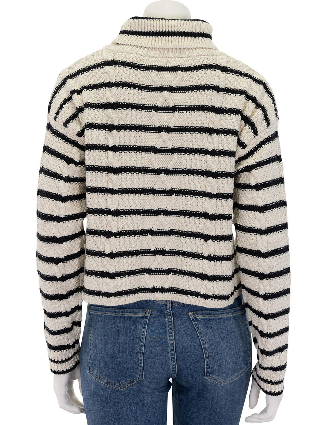 striped cable cropped turtleneck