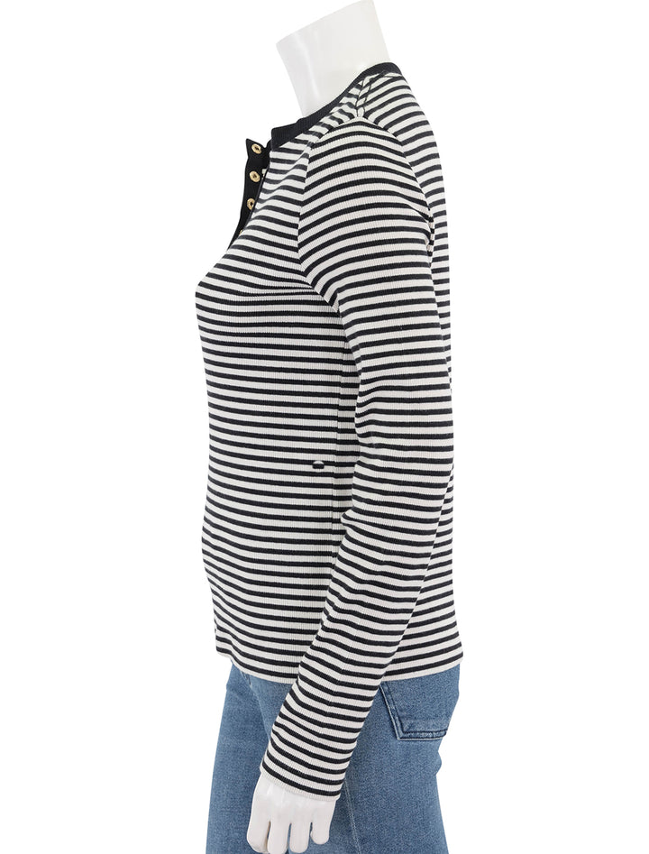 alessia long sleeve tee in cream and black stripe