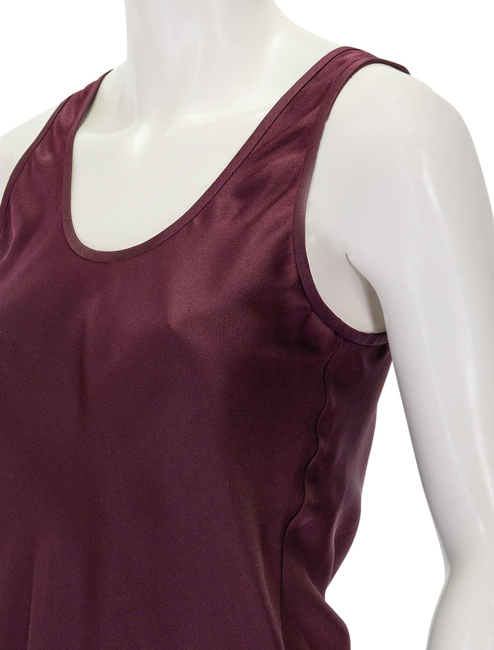 Close-up view of Anine Bing's lea top in bordeaux.