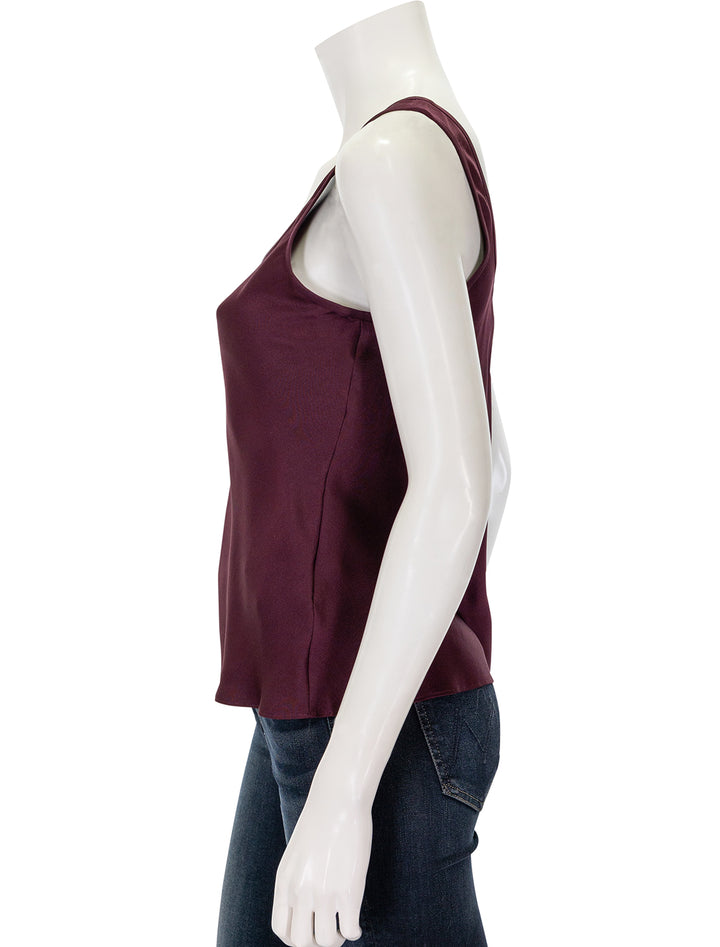 Side view of Anine Bing's lea top in bordeaux.