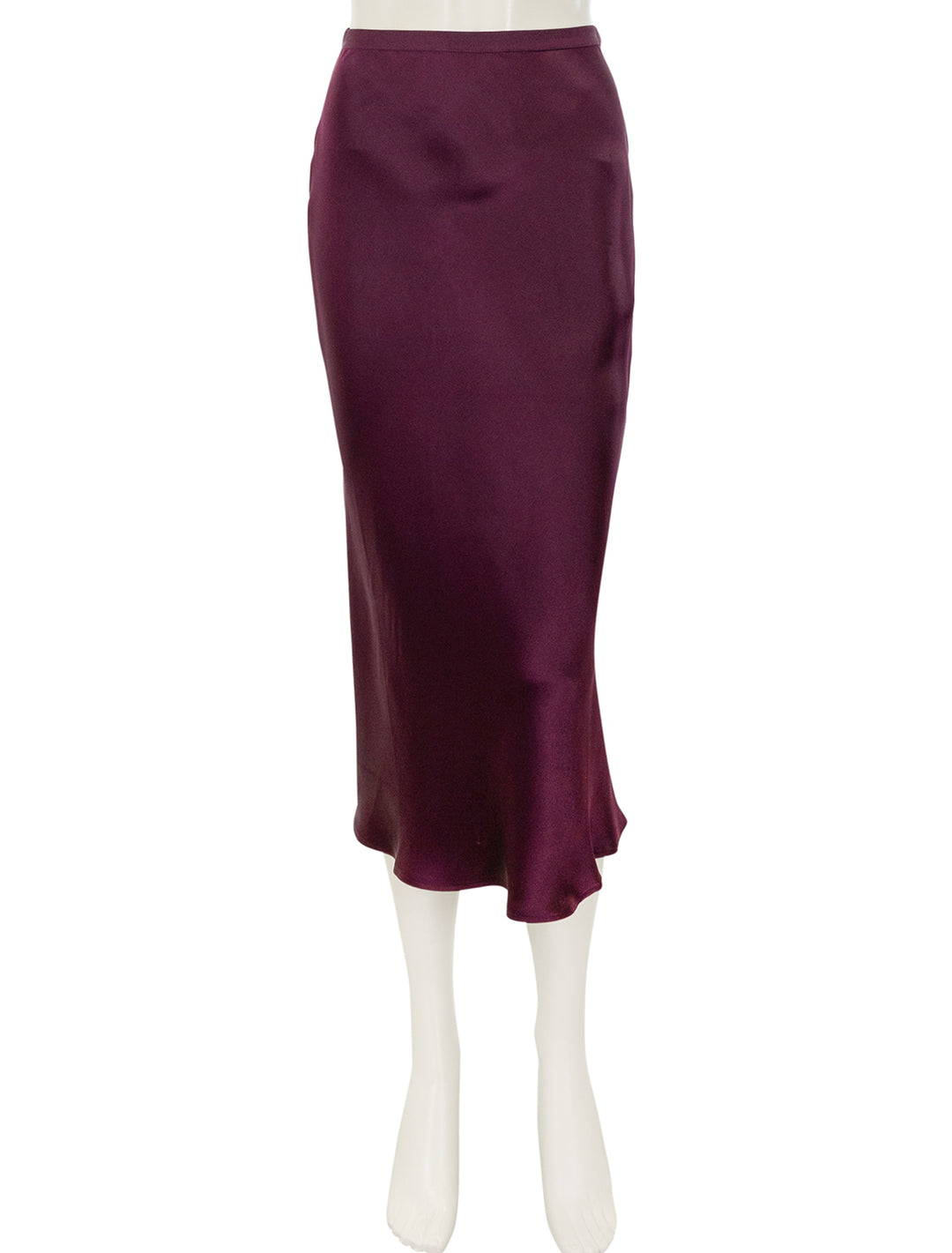 Front view of Anine Bing's bar silk skirt in bordeaux.