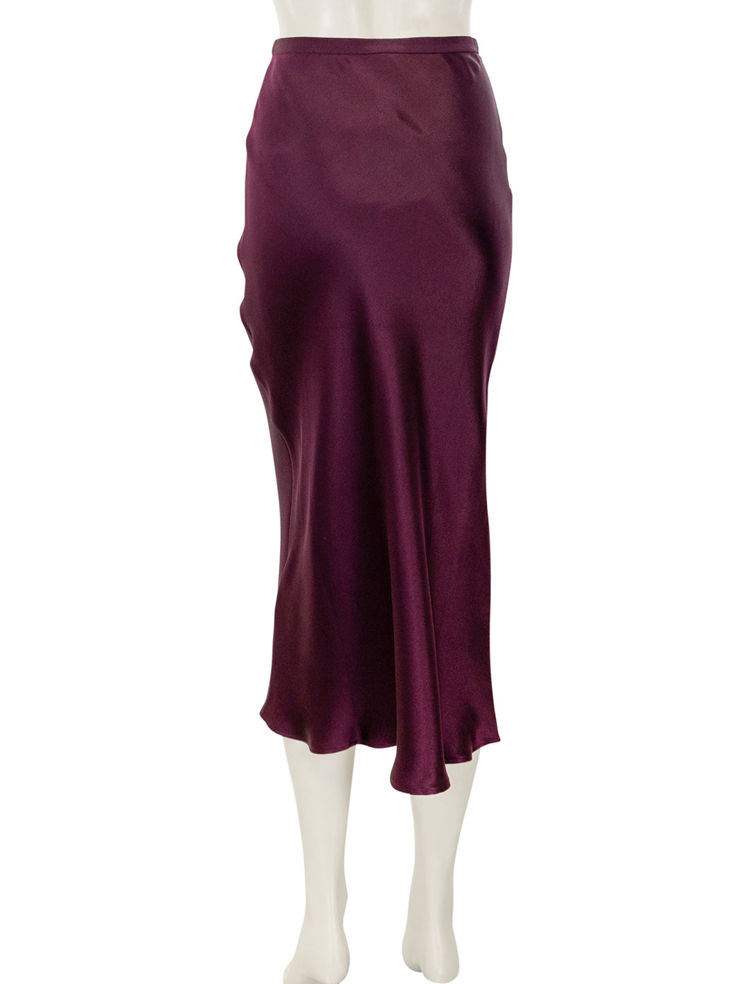 Back view of Anine Bing's bar silk skirt in bordeaux.