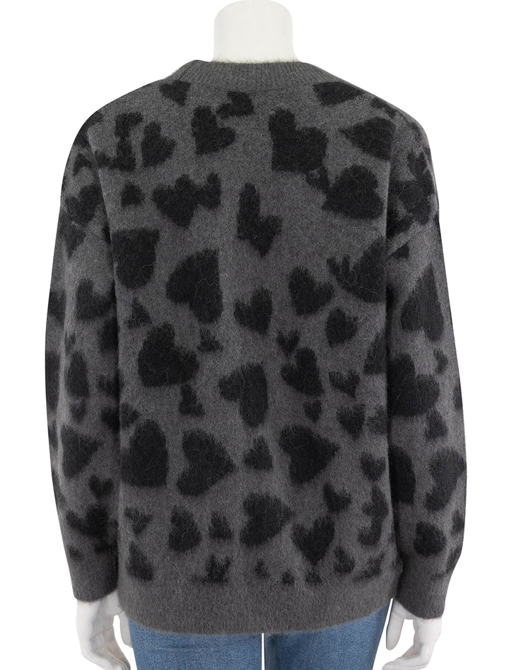 sydney crew sweater in black and grey hearts