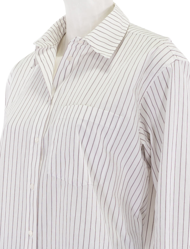 braxton shirt in white and bordeaux monogram stripe