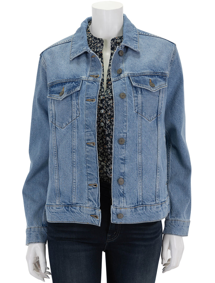 Front view of Rails' the mulholland denim jacket in original blue.