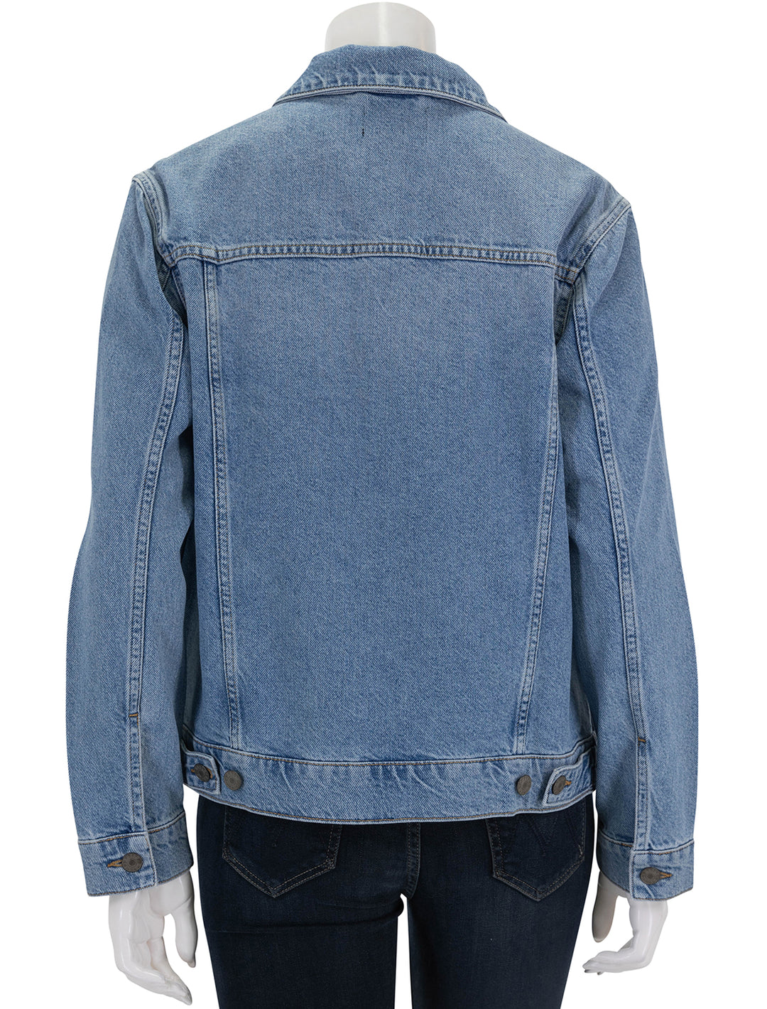 Back view of Rails' the mulholland denim jacket in original blue.