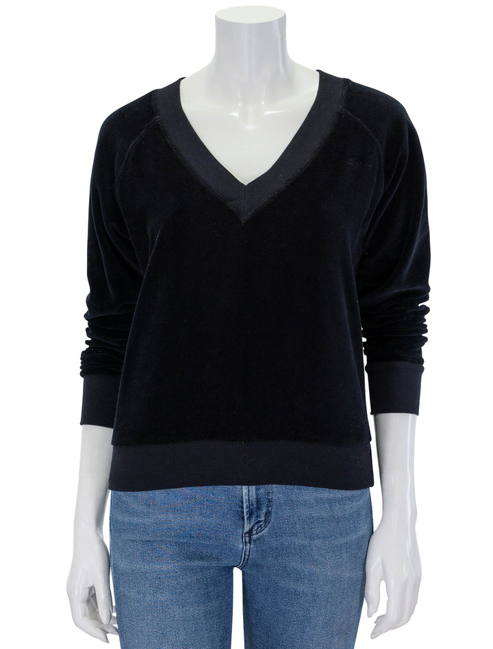 ember velour vneck in true black