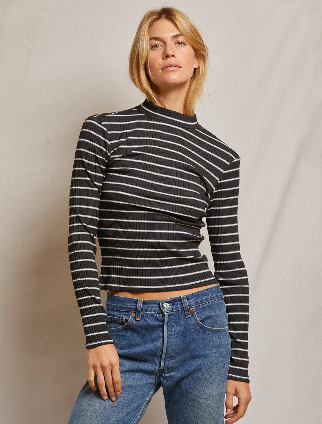 lauryn in black and sugar stripe