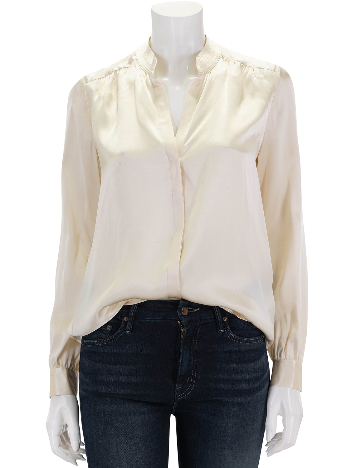 NEW L'Agence White 100% Silk Long Sleeve Bianca Blouse Womens XS factory