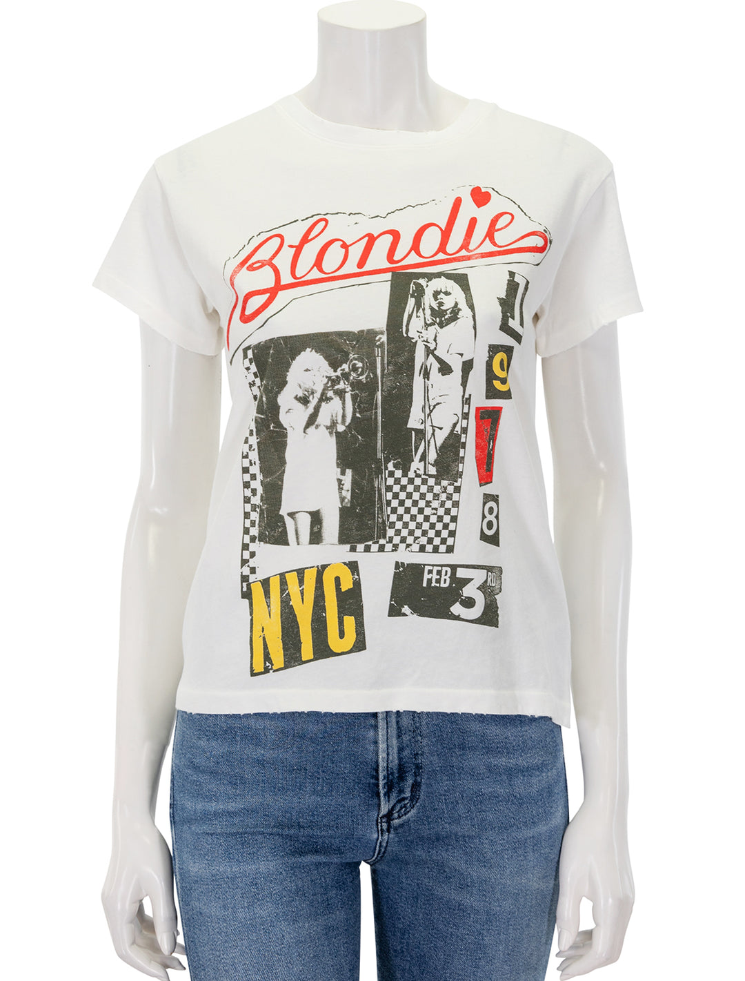 Front view of Daydreamer's blondie valentine collage tour tee.