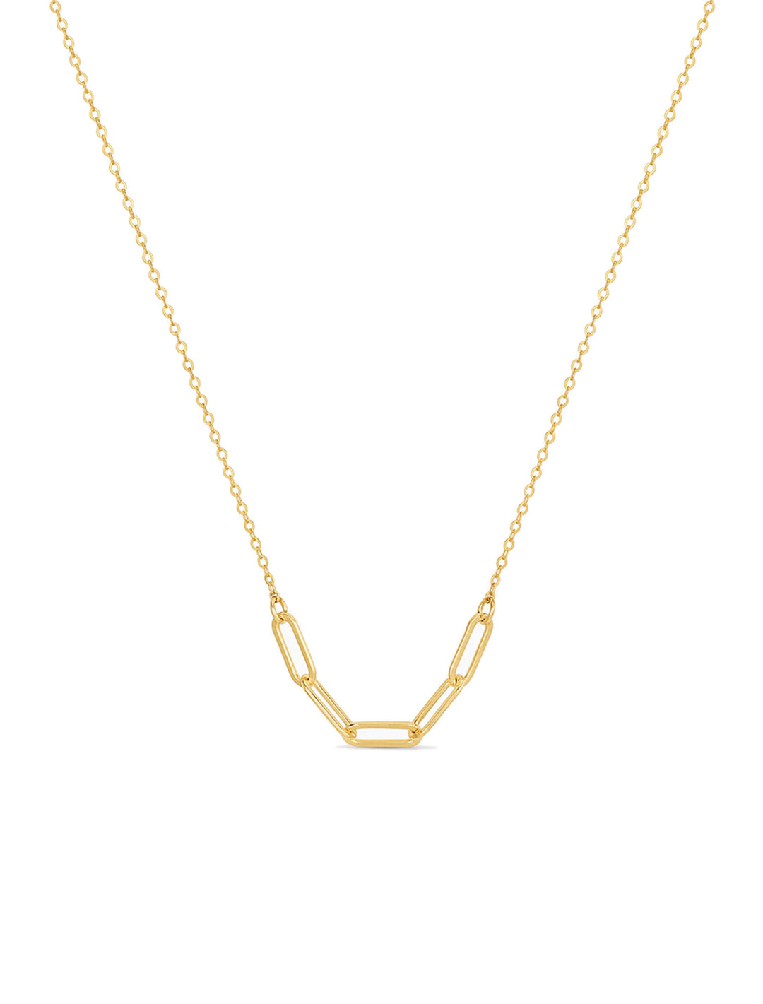 Front view of Thatch's cora necklace in gold.