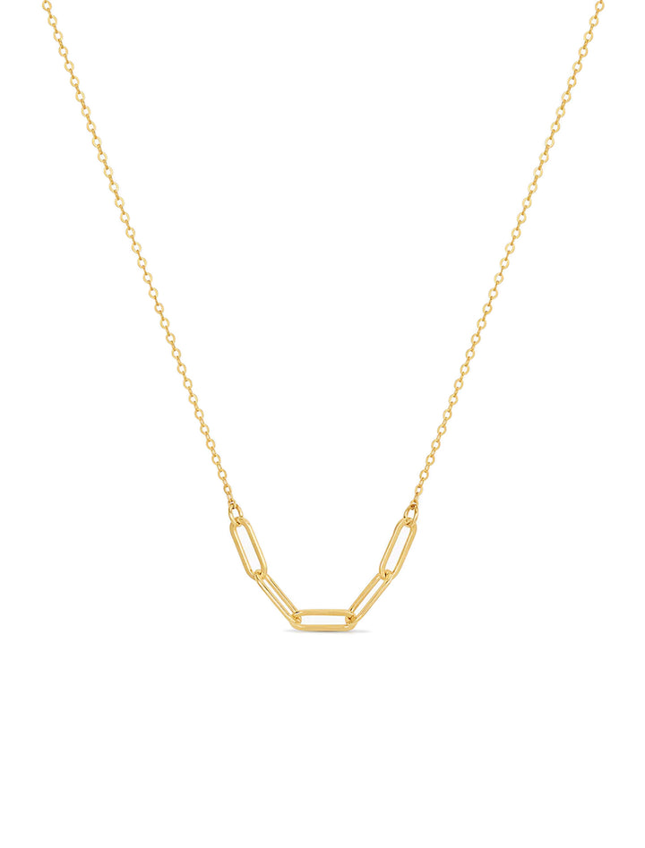 Front view of Thatch's cora necklace in gold.