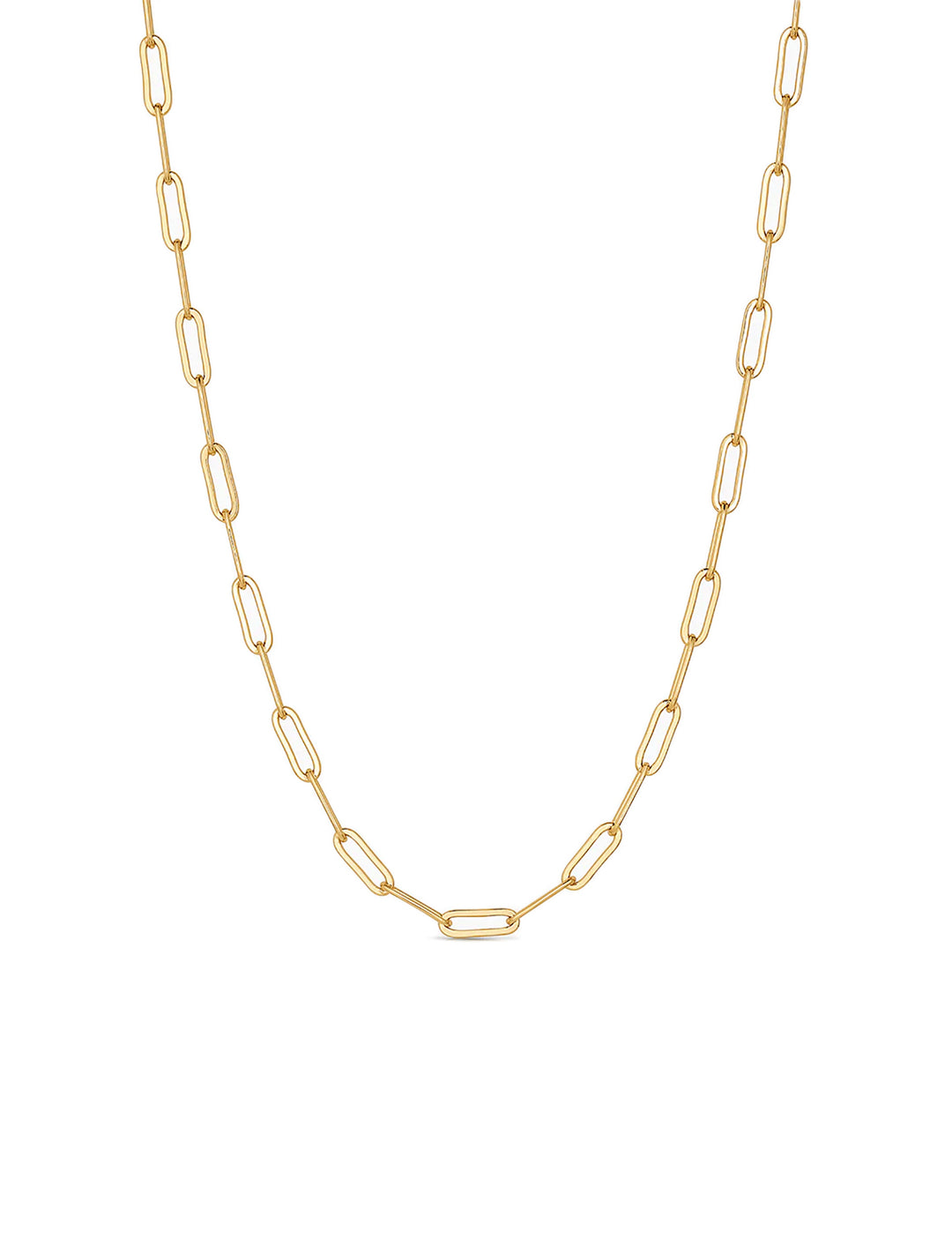 Front view of Thatch's finn necklace in gold.