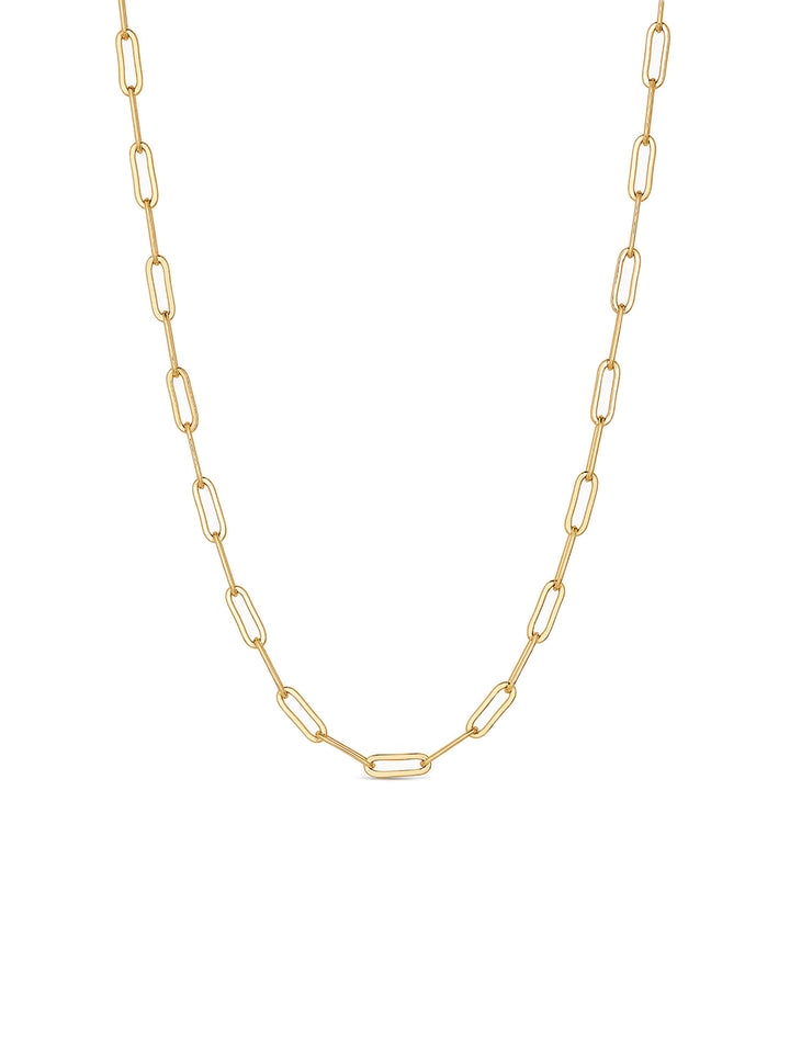 Front view of Thatch's finn necklace in gold.