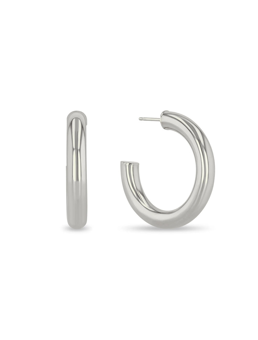 Front view of Zoe Chicco's Medium Tube Hoops in White Gold.