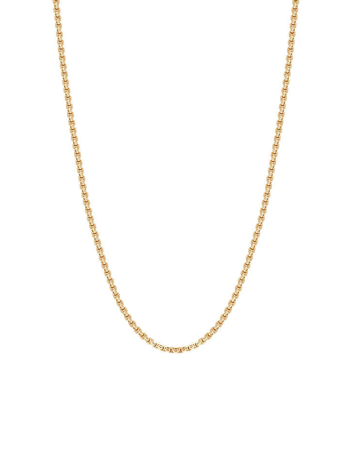 Front view of Zoe Chicco's extra small box chain necklace | 16-18"