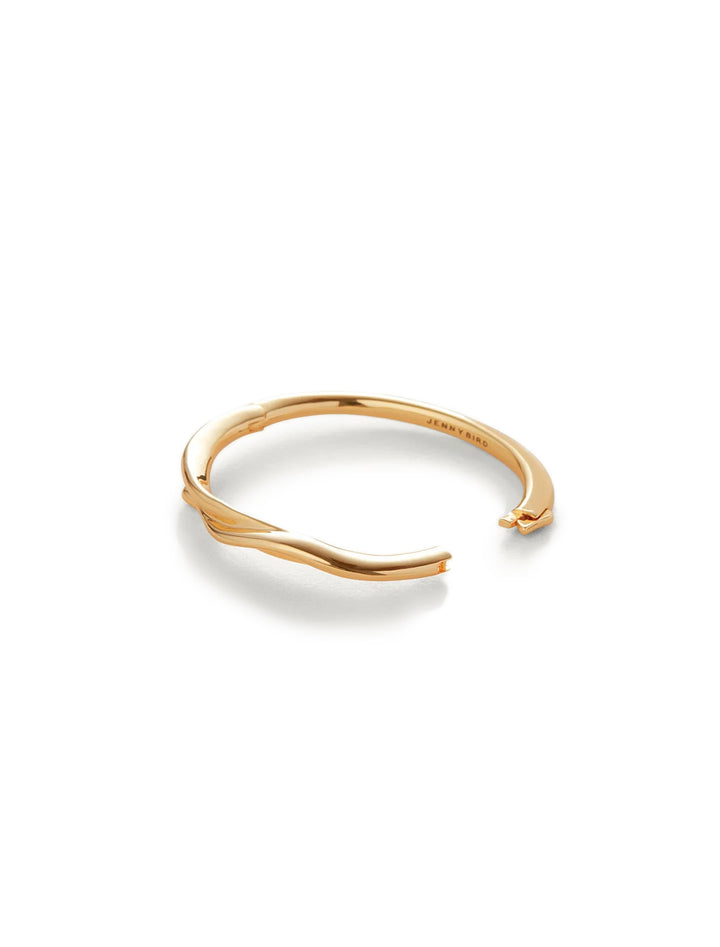 Open view of Jenny Bird's colette bangle in gold.