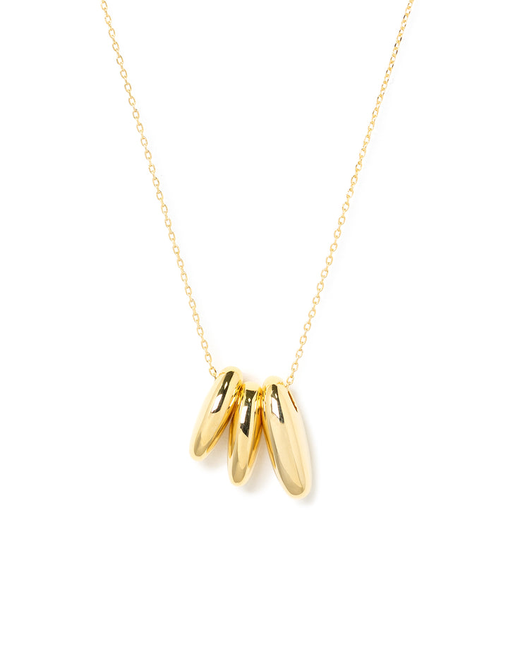 triple puffy oval necklace in gold