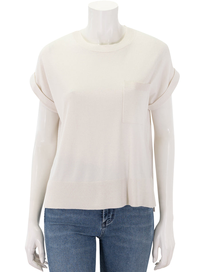 veronica short sleeve pocket sweater in moonstone