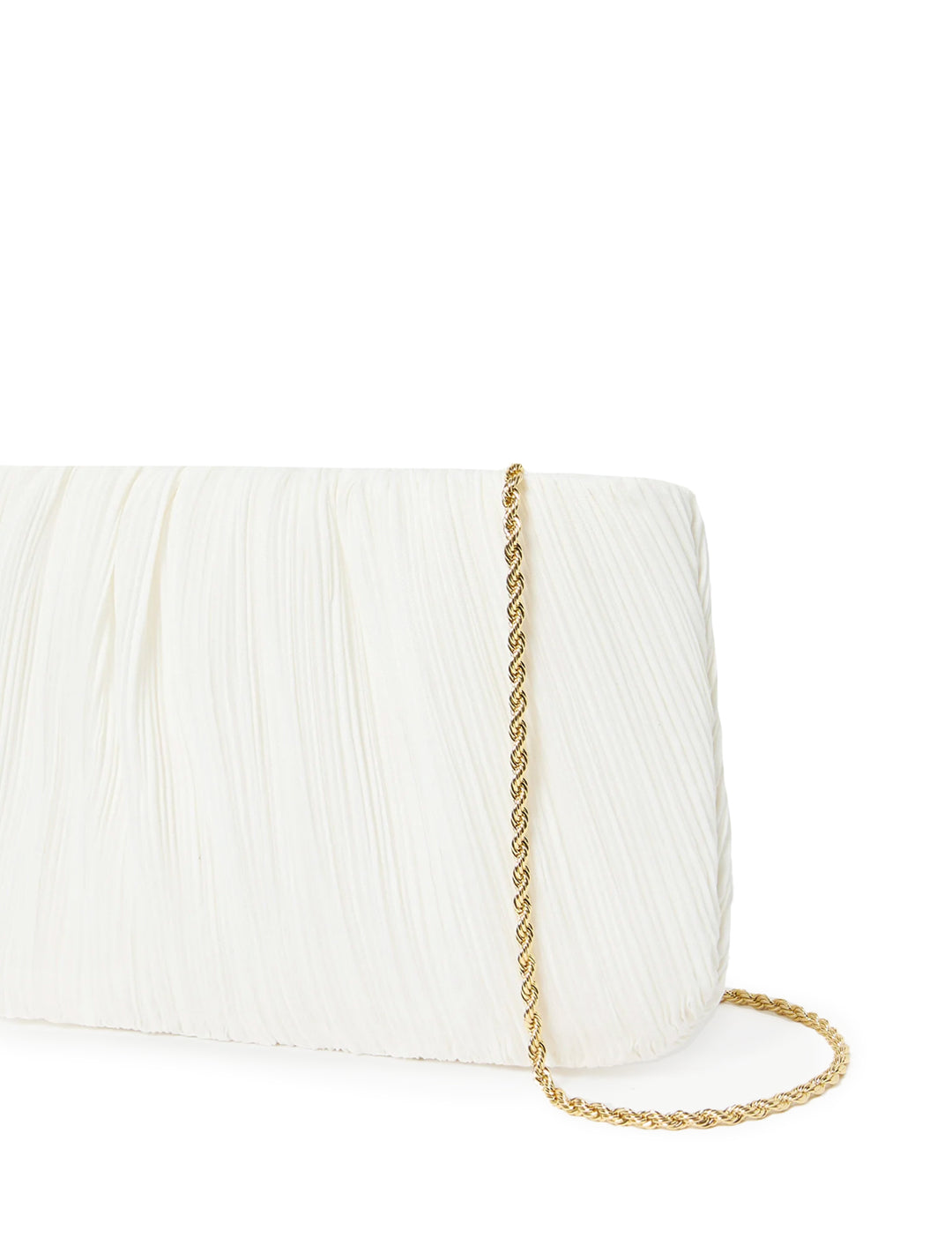 brit pleated clutch in true white