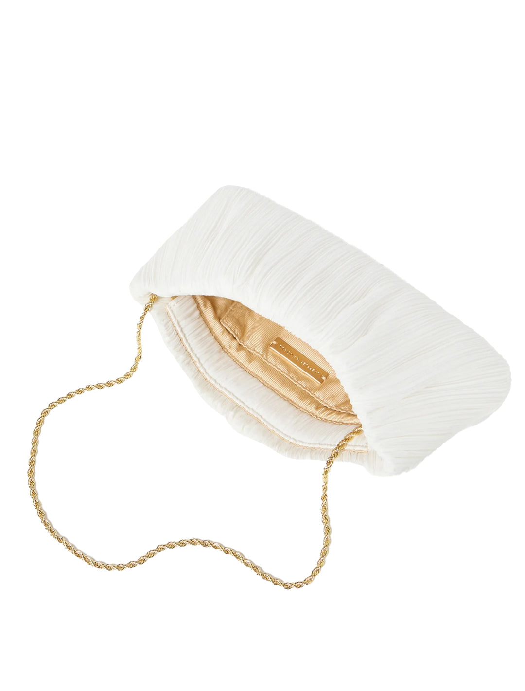 brit pleated clutch in true white