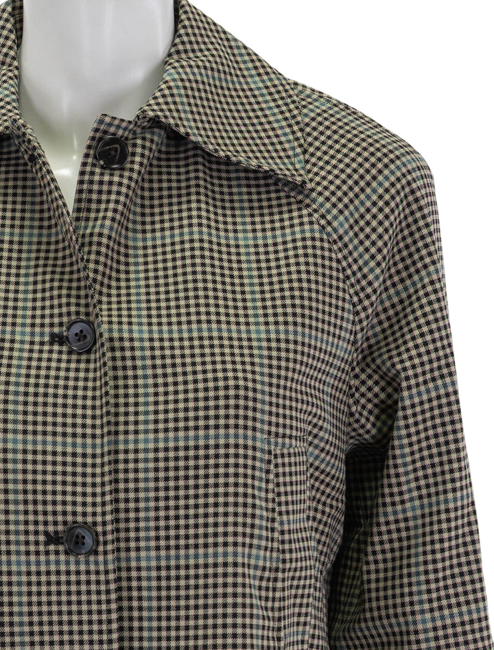 Close-up view of Rails' north jacket in multi check.