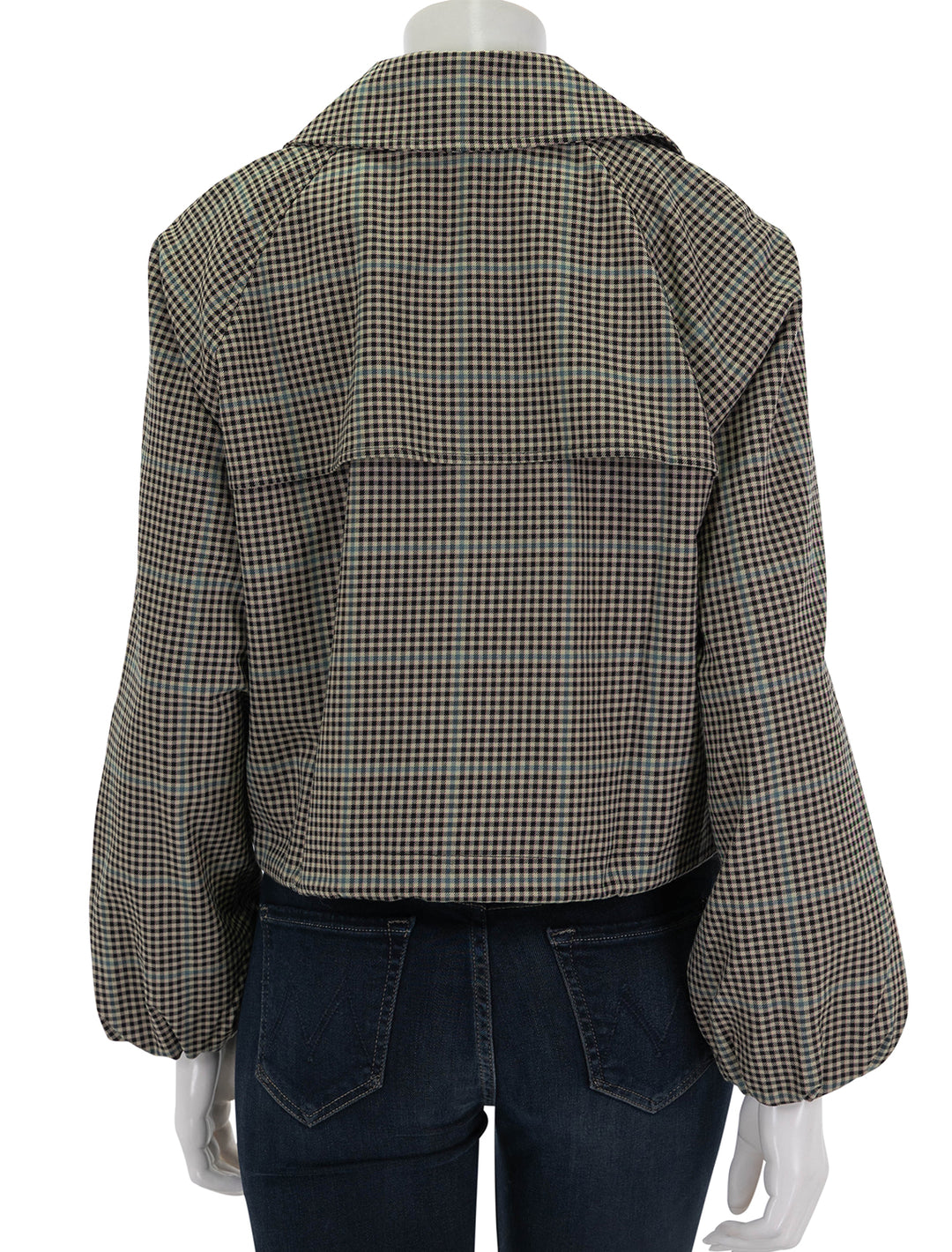 Back view of Rails' north jacket in multi check.