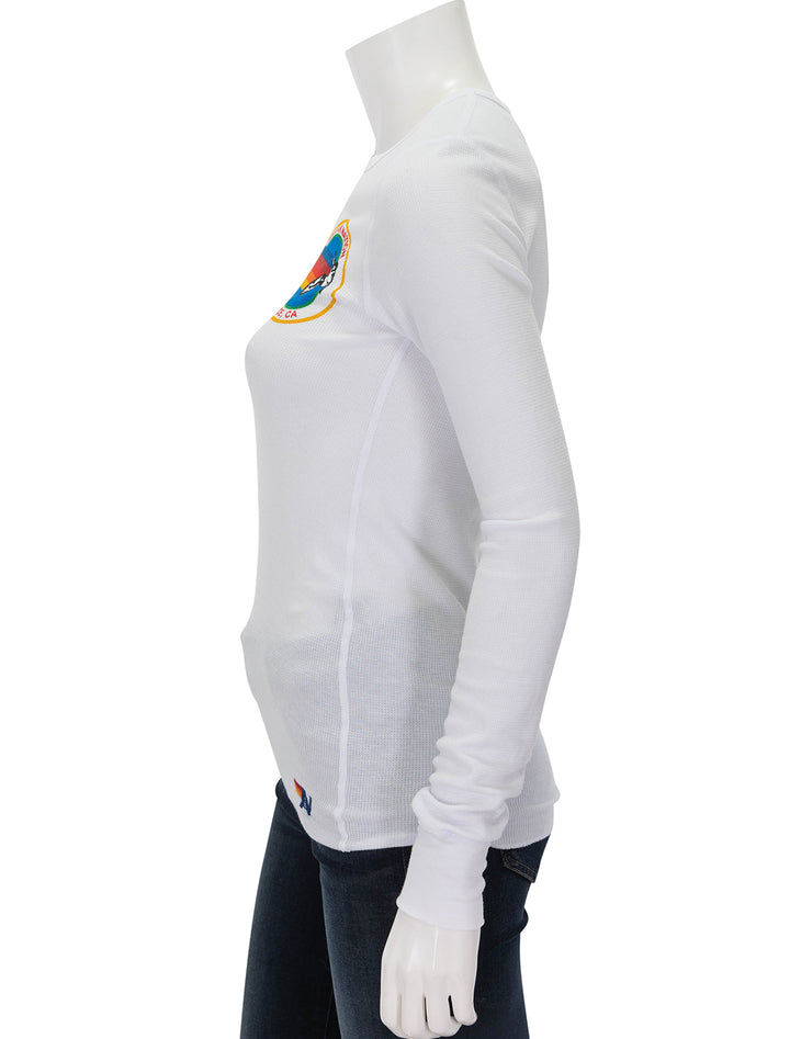 Side view of Aviator Nation's aviator nation thermal long sleeve in white.