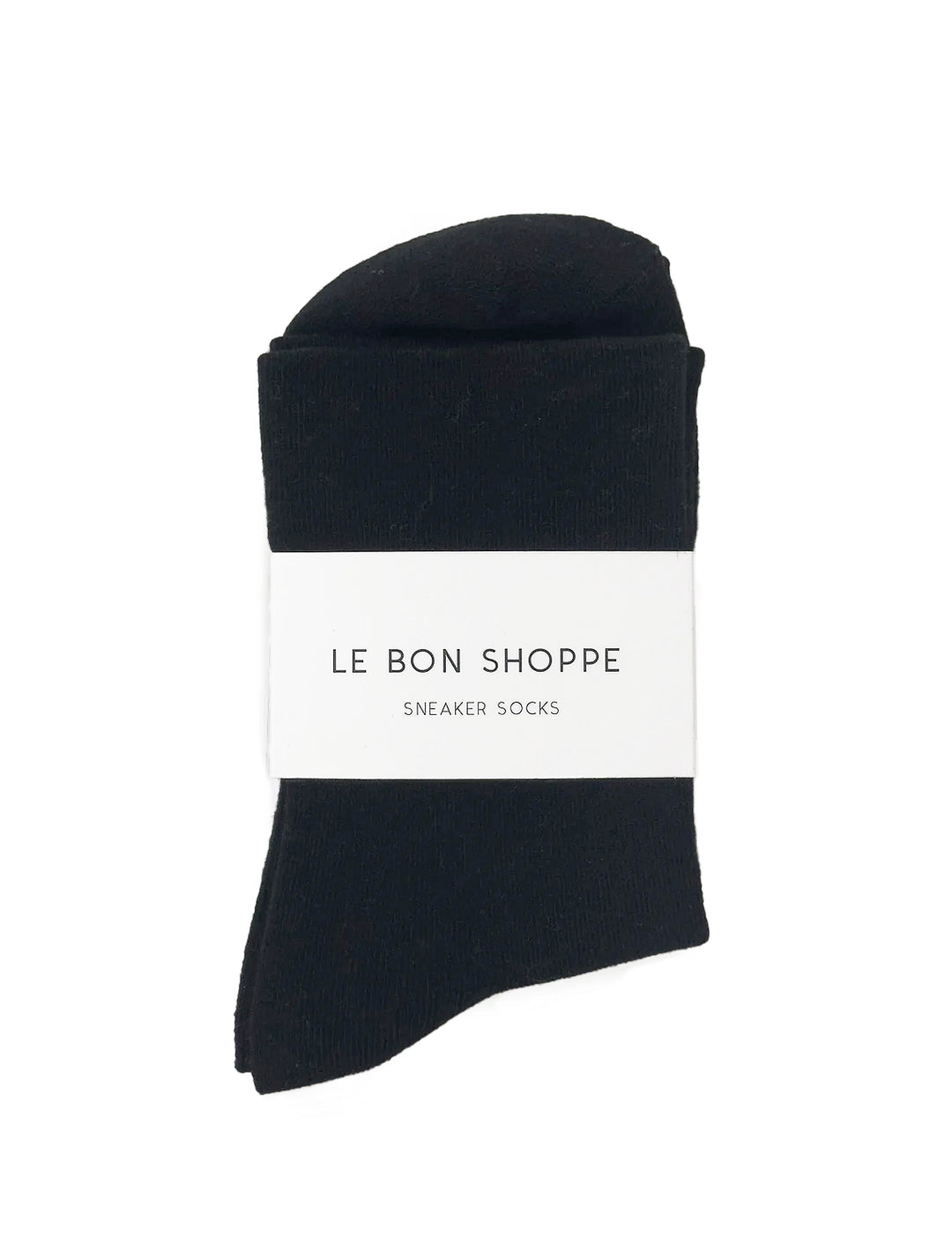 Overhead view of Le Bon Shoppe's sneaker socks true black.