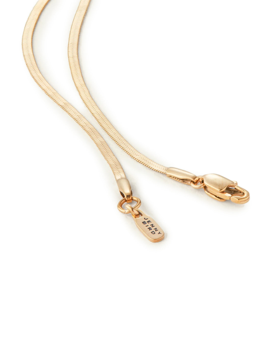 Close-up view of Jenny Bird's zeina slim chain in gold.