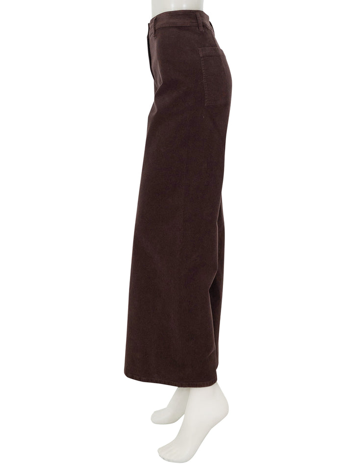 Side view of Nili Lotan's megan pant in oxblood cord.