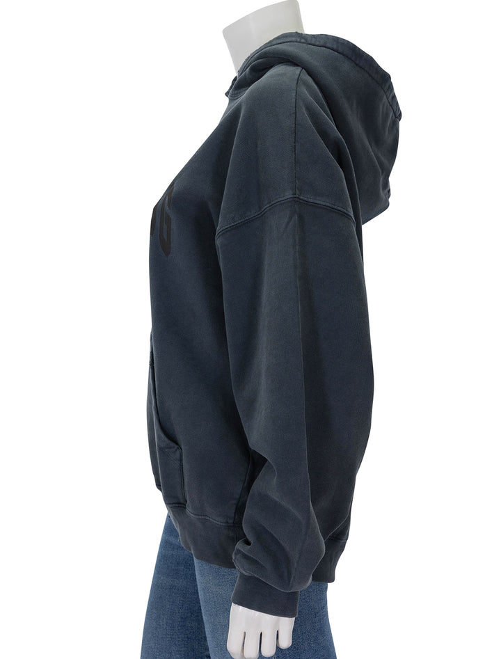 Side view of Anine Bing's harvey sweatshirt in dark washed black.