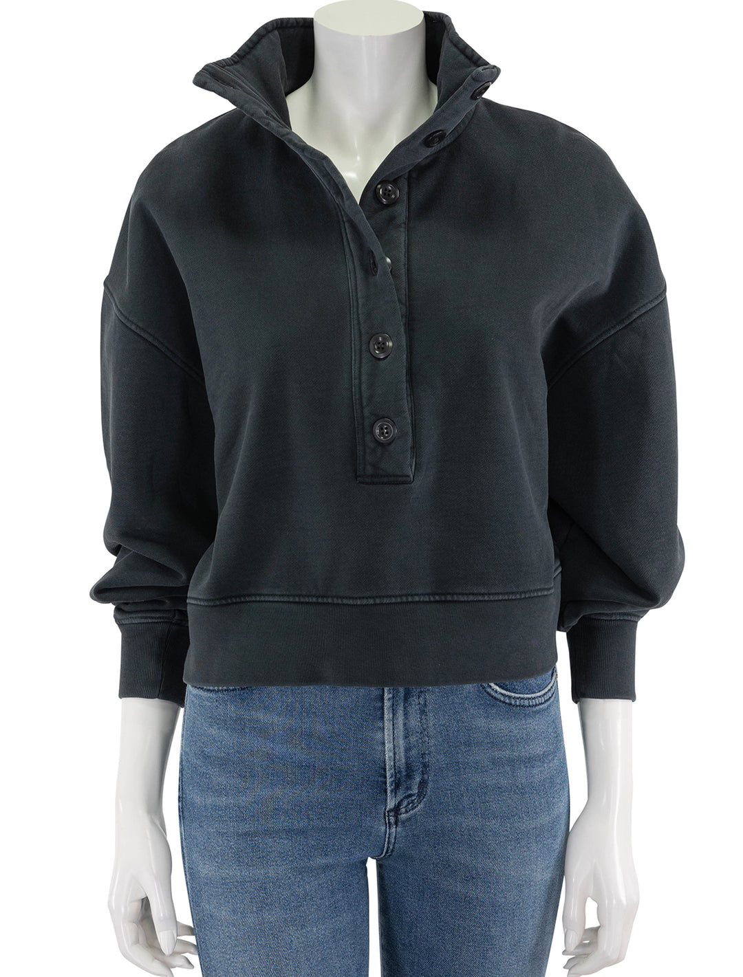 front view of mirelle funnel neck in charcoal