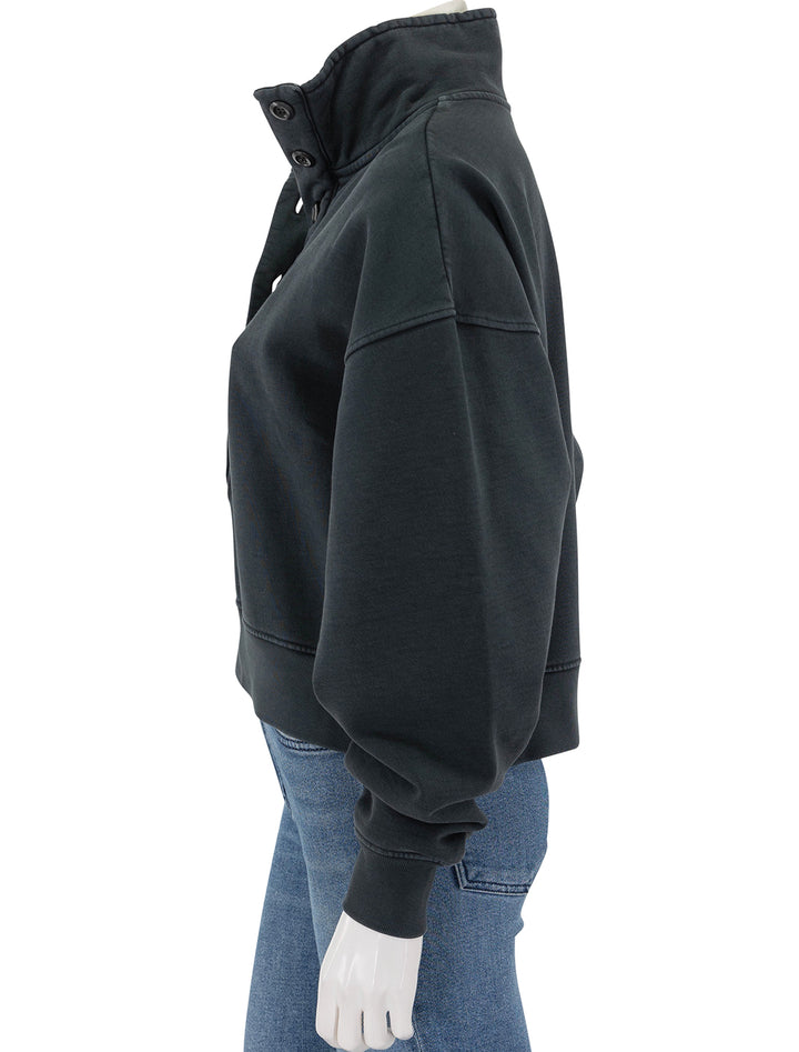 side view of mirelle funnel neck in charcoal