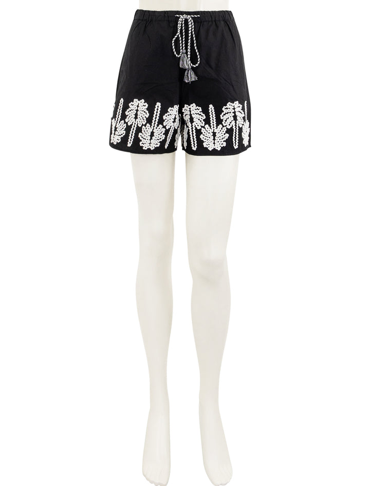 armanda shorts in black and ivory palm trees