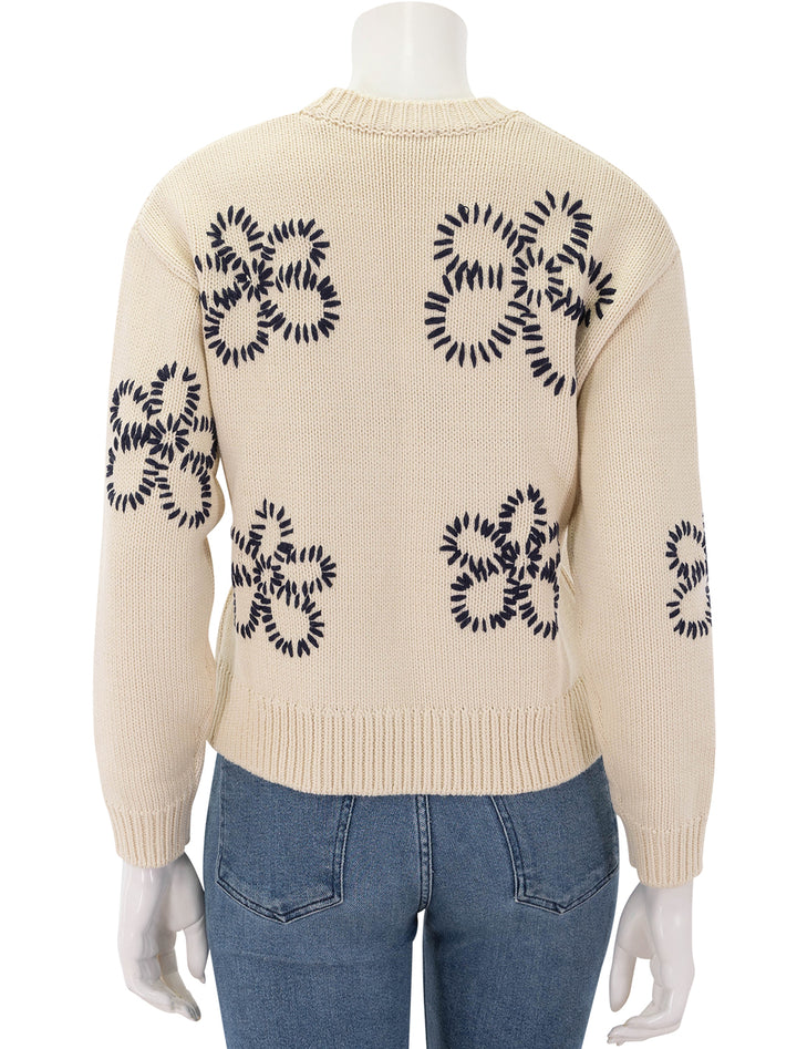 zoey sweater with stitched daisies