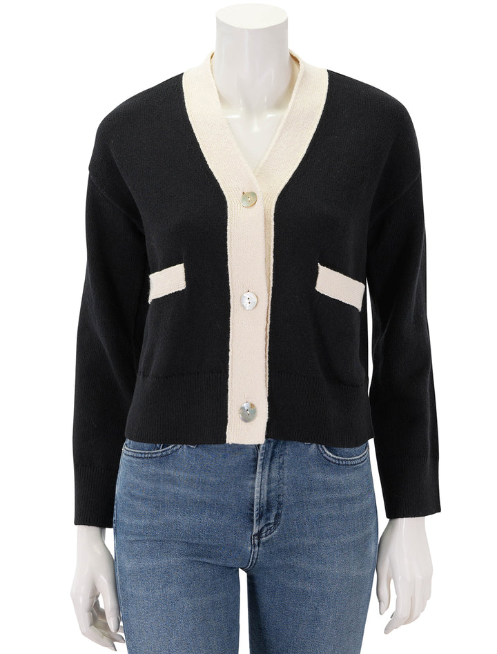 geneva cardigan in black and ivory