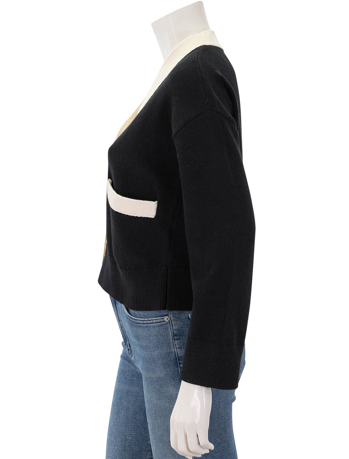 geneva cardigan in black and ivory