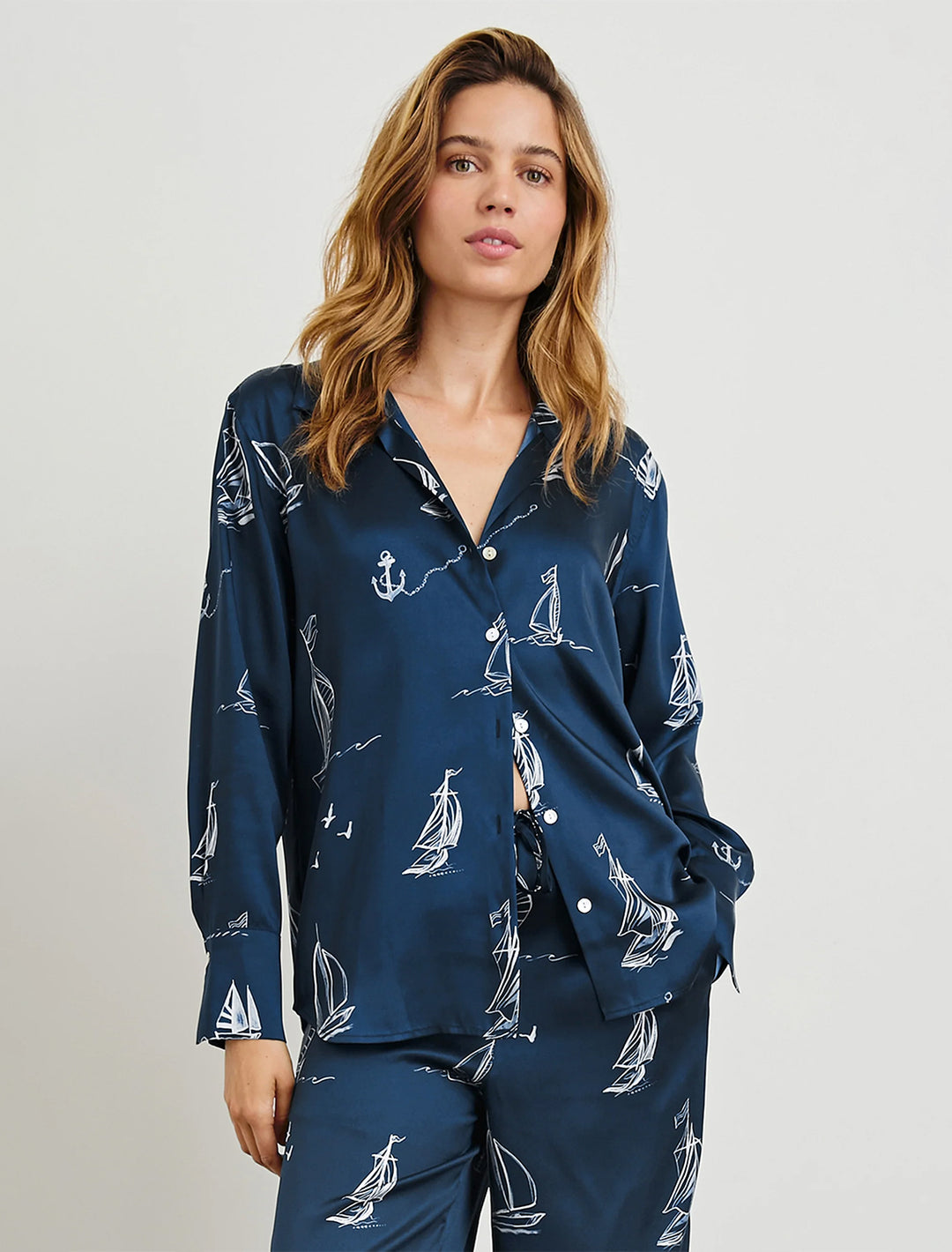 ledger blouse in sailboats