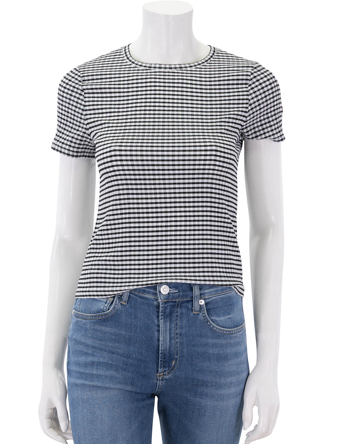 britty tee in black and white gingham