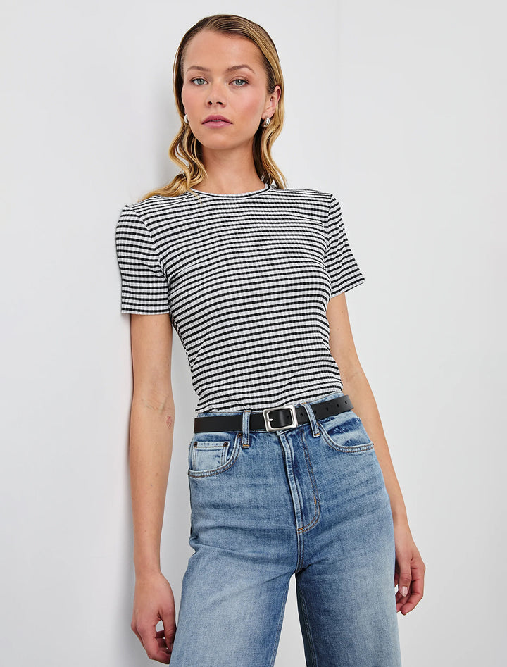 britty tee in black and white gingham