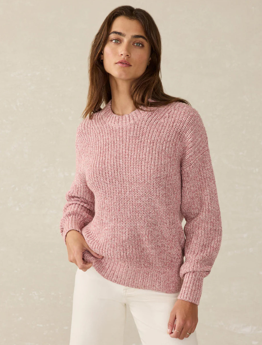 sunwashed fisherman sweater in seashell blush