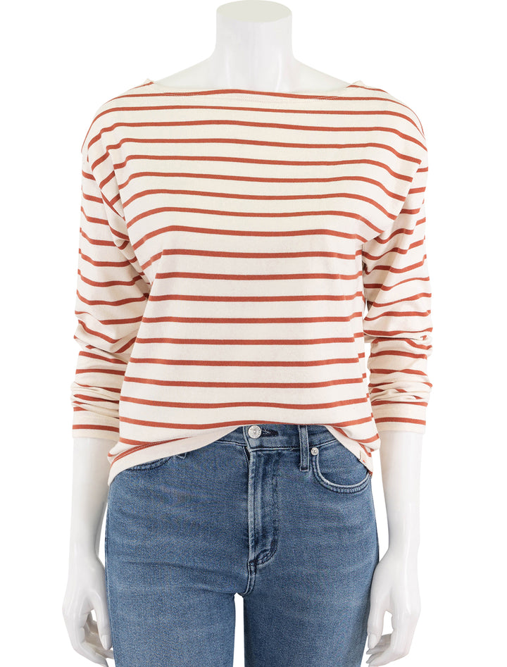 sport jersey boatneck top in atlantic clay stripe