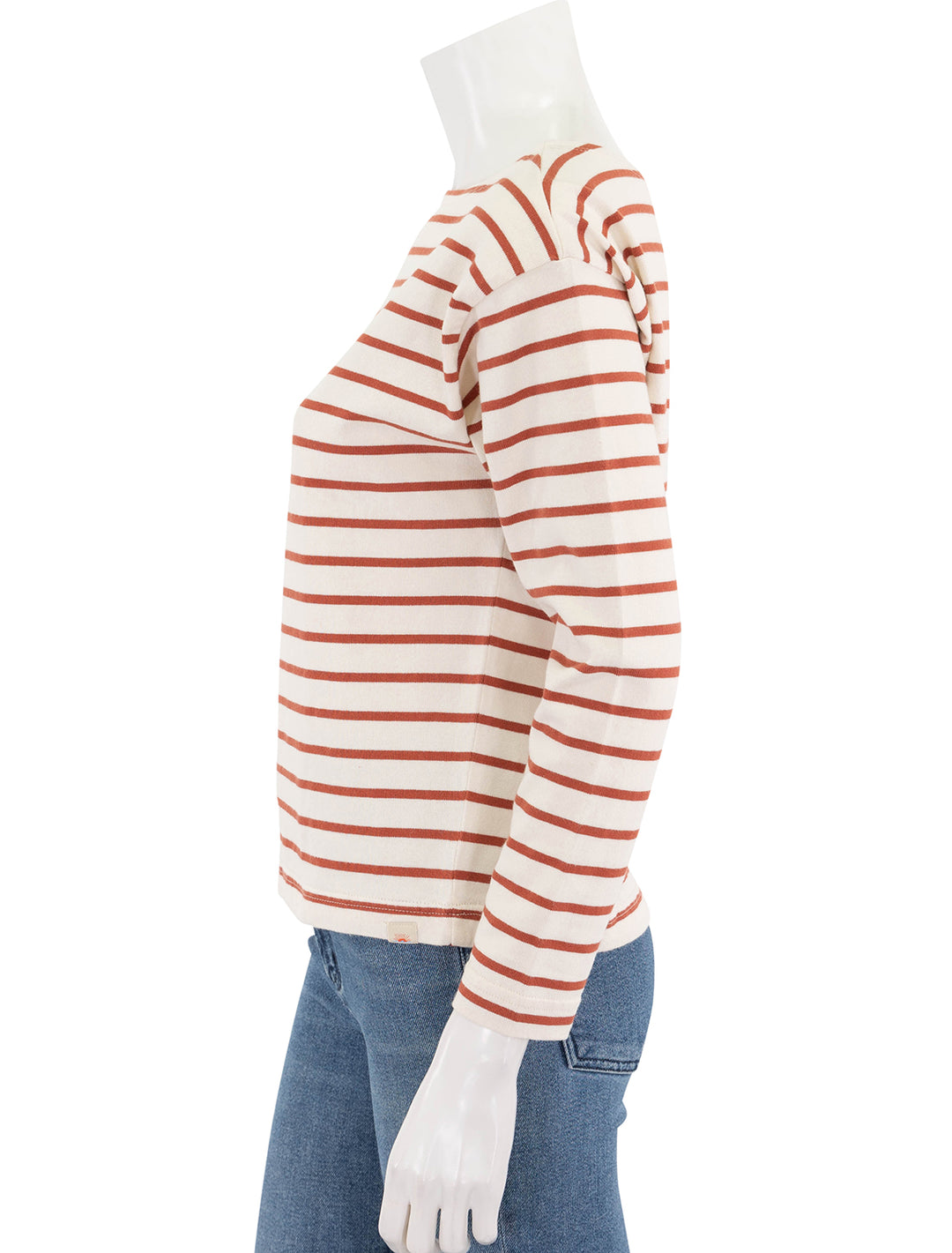 sport jersey boatneck top in atlantic clay stripe