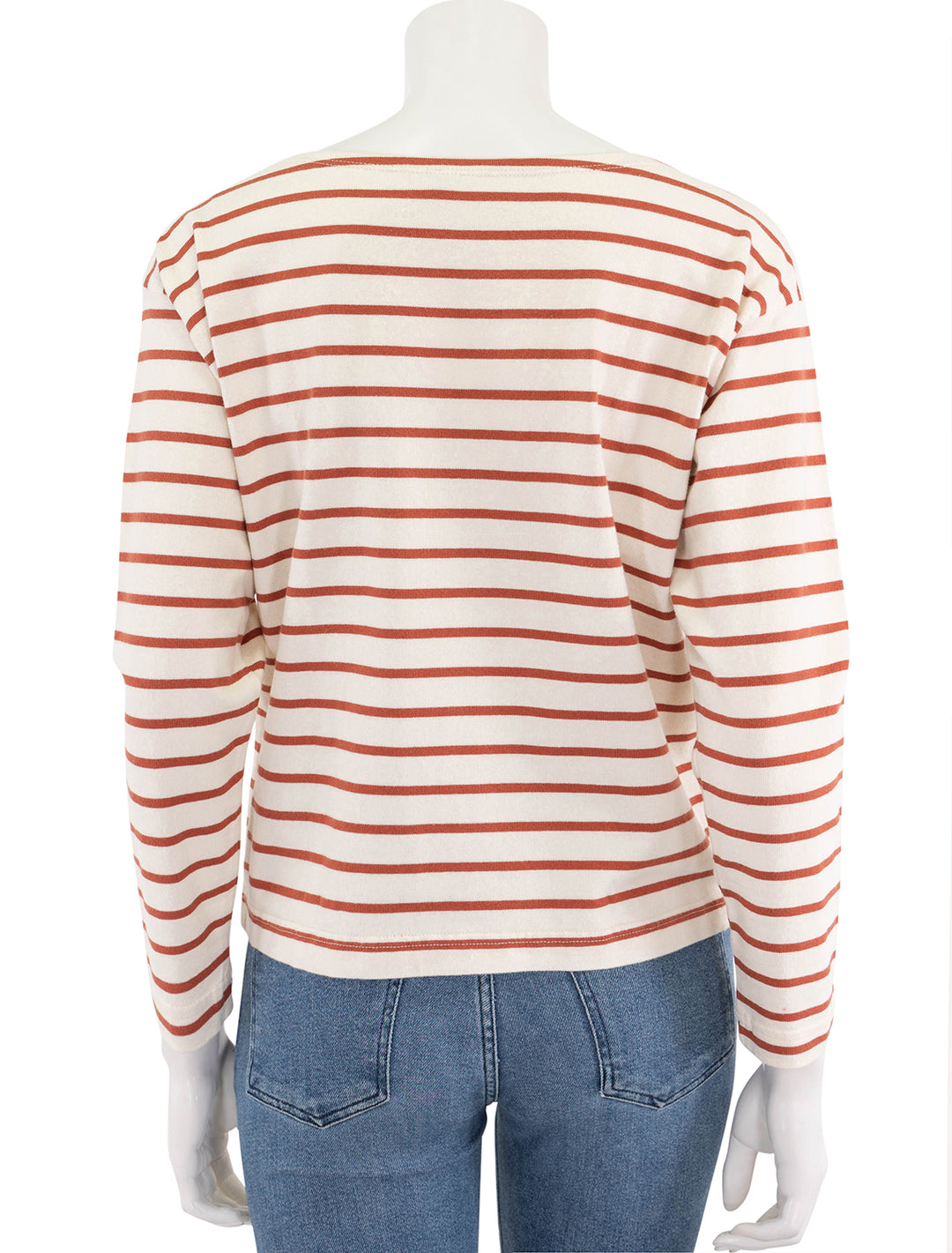 sport jersey boatneck top in atlantic clay stripe