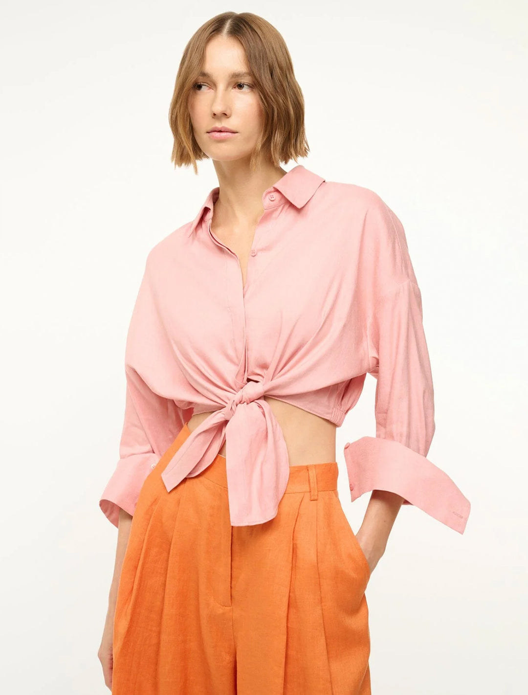 lisa linen top in faded blush