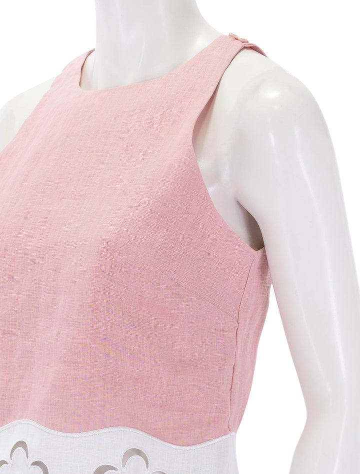 mika linen top in faded blush and white